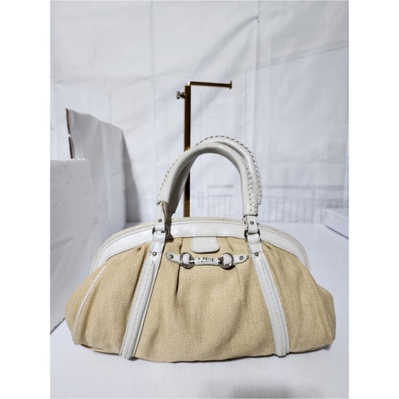 Authentic CHRISTIAN DIOR Raffia Frame Shoulder Bag Beige/Off-White - Picture 1 of 16